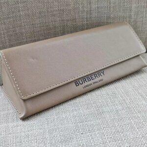 Burberry London England Glasses Case Semi Hard Case Brown Leather Triangle Case